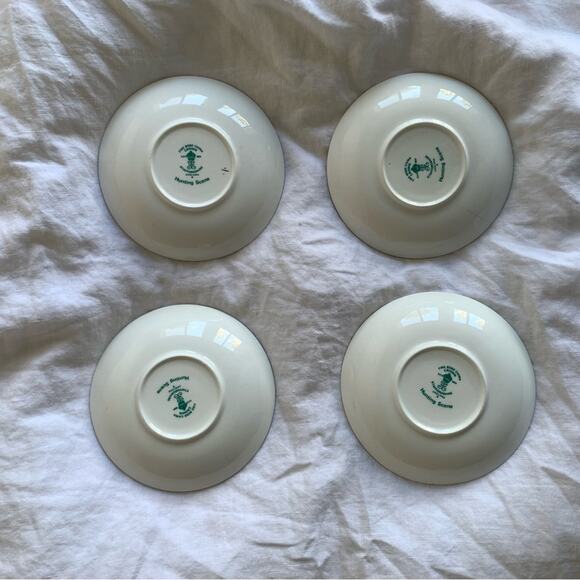 Set of 4 Straffordshire Hunting Scene Cottage Coastal Small Plate Saucer - Picture 2 of 6